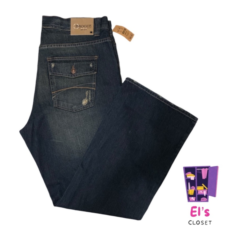 Brogue Men’s 36x30 Distressed Dark Wash Jeans